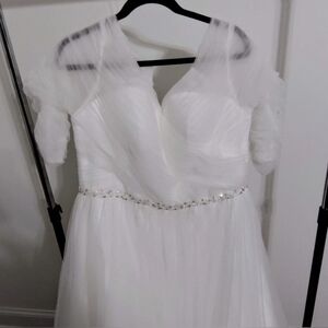 Chic White Bridal Dress with Beaded Detail